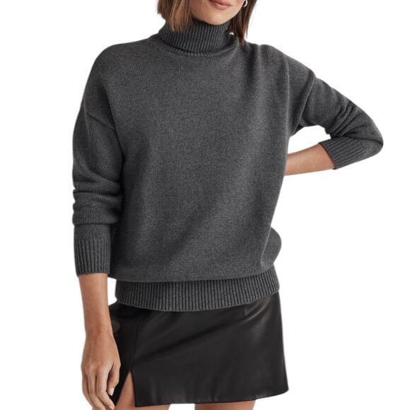 Madewell Sweaters - NWT Madewell Ribbed Turtleneck Sweater Gray Oversized Sweater Size Medium